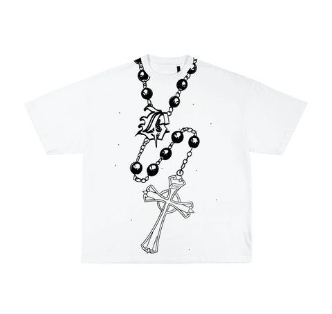 Rhinestone Rosary Tee - Lost Desires [WHT]