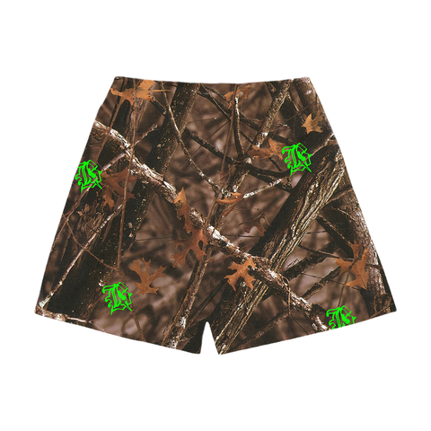 Neon Green Forest Camo Shorts